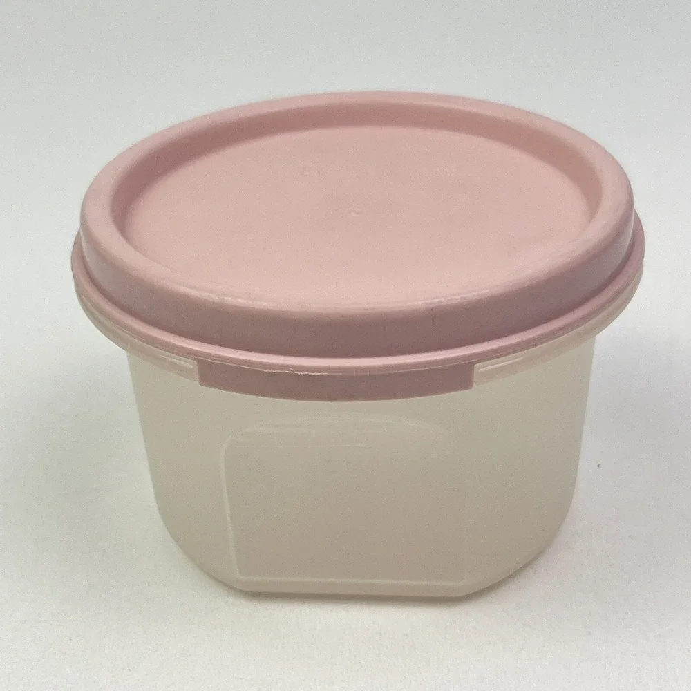 Tupperware Snack Cups 4 oz. Container 1807 Pink Lid Vintage Sure Seal